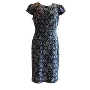 ELLA Parker Cap Sleeve Medallion Tile Print Midi Dress